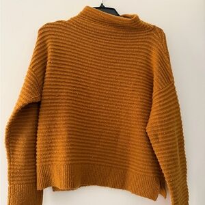 Madewell Cozy Mustard Ribbed Mock neck Sweater